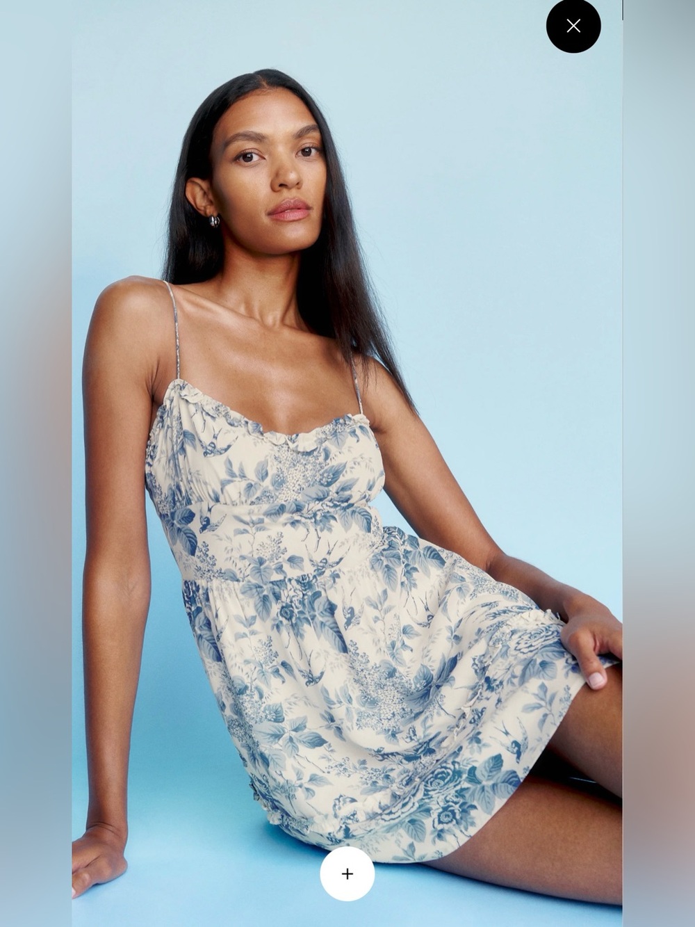 Reformation Marin Mini Dress in Pompadour Blue